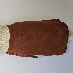 Bellambia Women's Made In Italy Brown 100% Linen Drawstring Vented Beach Skirt S